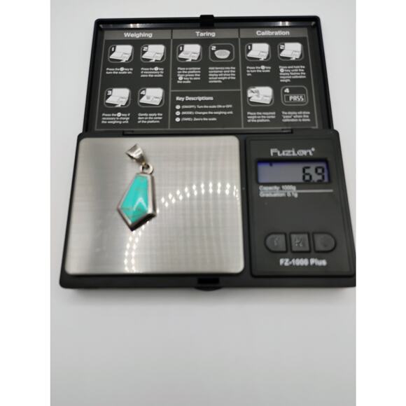 Taxco Turquoise and 950 Sterling Silver Necklace - Picture 6 of 7